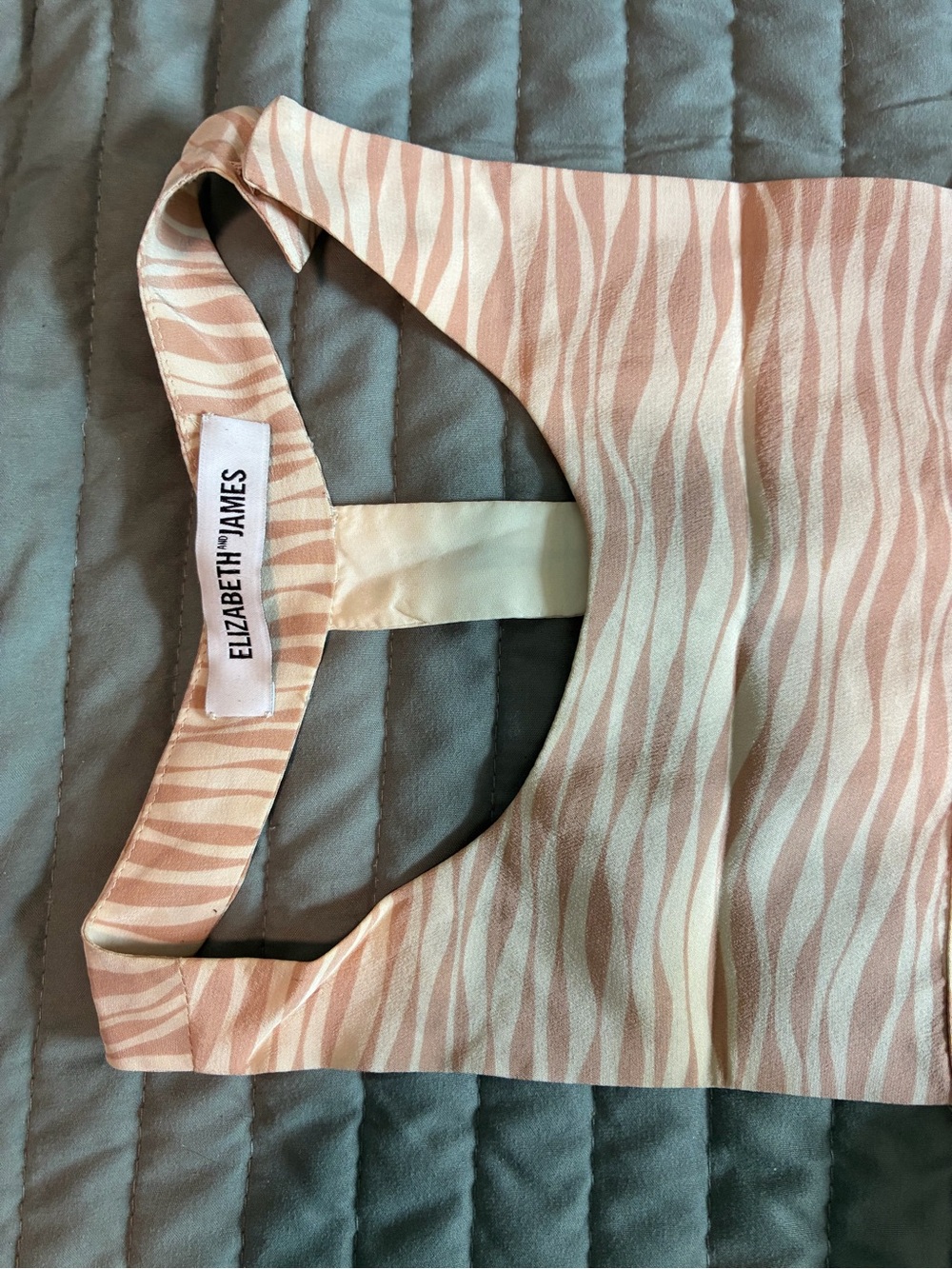 Elizabeth and James Blush and Cream Wave-Print Crop Top